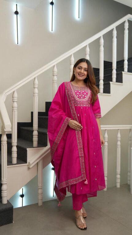 Rani Mul Chanderi Plazo set